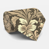 Geweldig vintage sepia bloempatroon stropdas (Opgerold)