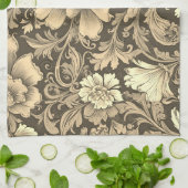 Geweldig vintage sepia bloempatroon  theedoek (Gevouwen)