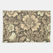 Geweldig vintage sepia bloempatroon  theedoek (Horizontaal)