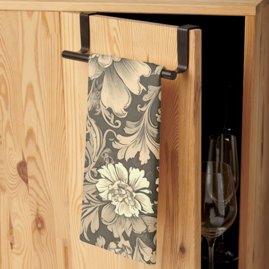 Geweldig vintage sepia bloempatroon  theedoek (Derde Gevouwen)