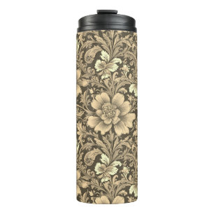 Geweldig vintage sepia bloempatroon thermosbeker