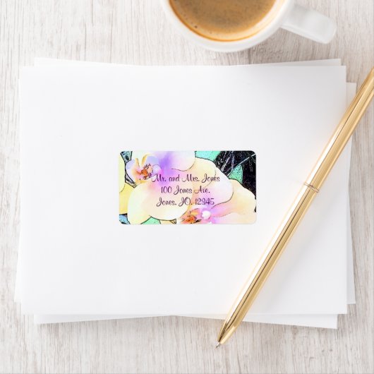 Geweldig Violet en witte orchidee Etiket (Insitu)