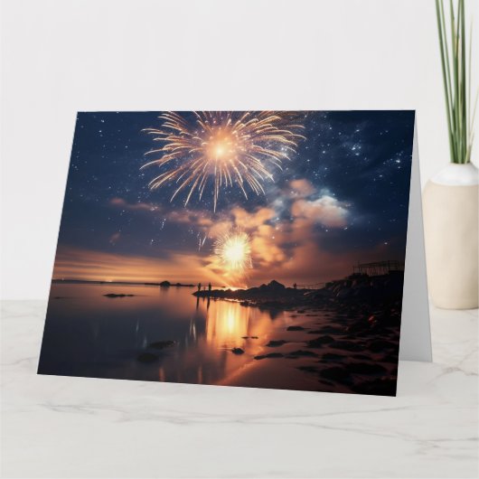 Geweldig vuurwerk boven water kaart (Voorkant)