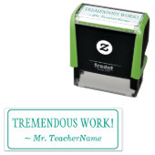 "GEWELDIG WERK!" + Educator naam Rubber stempel (In situ)