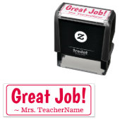 "Geweldig werk!" + Instructor's naam Rubber Stamp Zelfinktende Stempel (In situ)