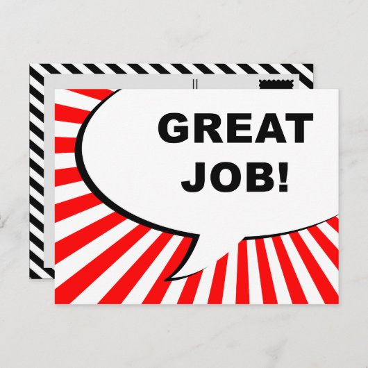 geweldig werk! komische bubbel briefkaart (Voorkant / Achterkant)