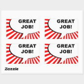 geweldig werk! komische bubbel rechthoekige sticker (Vel)