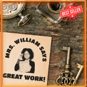 Geweldig werk leraar foto & naam goedgekeurd rubbe  zelfinktende stempel