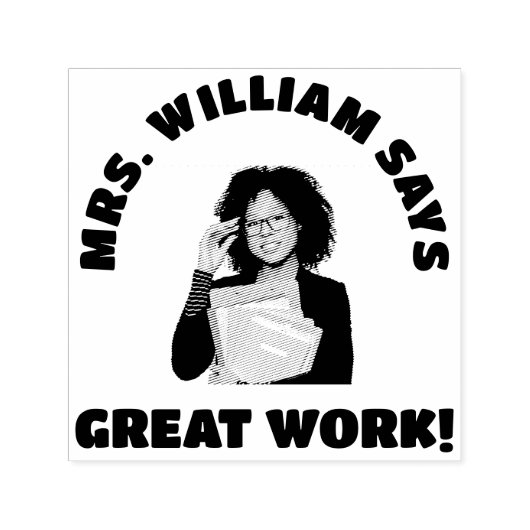 Geweldig werk leraar foto & naam goedgekeurd rubbe  zelfinktende stempel (Design)