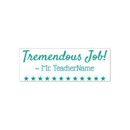 "Geweldig werk!" + Naam leraar Rubber Stamp Zelfinktende Stempel