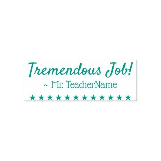 "Geweldig werk!" + Naam leraar Rubber Stamp Zelfinktende Stempel (Design)