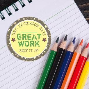 Geweldig Werk   Persoonlijke Docenten Ronde Sticker