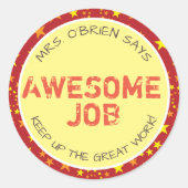 Geweldig Werk | Persoonlijke Docenten Ronde Sticker (Voorkant)