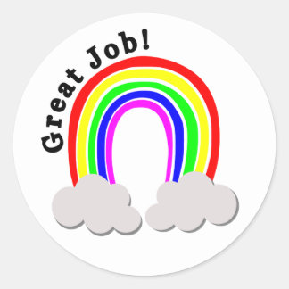 Geweldig werk! regenboogontwerp ronde sticker
