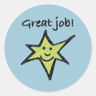 Geweldig werk! Ronde sticker met ster (schetterend