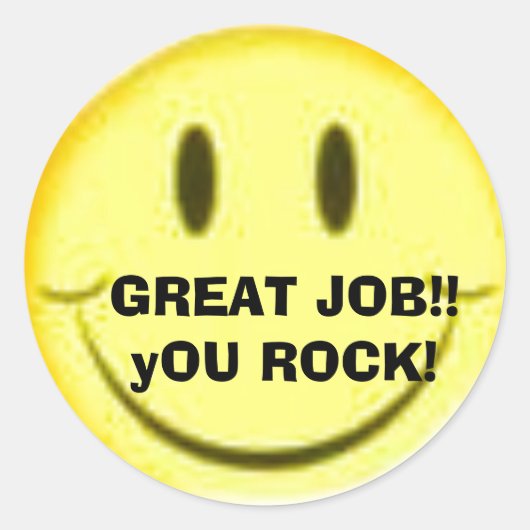 GEWELDIG WERK!! YOU ROCK! RONDE STICKER (Voorkant)