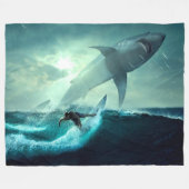 GEWELDIG WIT en SURFER Fleece Deken (Voorkant (Horizontaal))