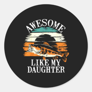 Geweldig zoals mijn dochter Retro Vissen Vader Gra Ronde Sticker