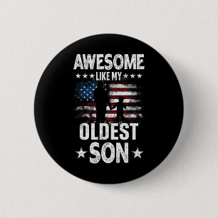 Geweldig zoals mijn oudste zoon Vintage Usa Vlag V Ronde Button 5,7 Cm