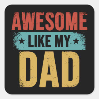 Geweldig zoals mijn vader, grappige vader retro ca vierkante sticker