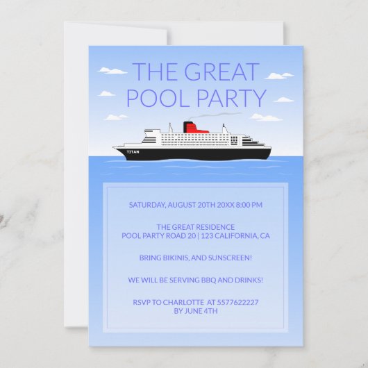 Geweldig zwembad feest kaart (Voorkant)