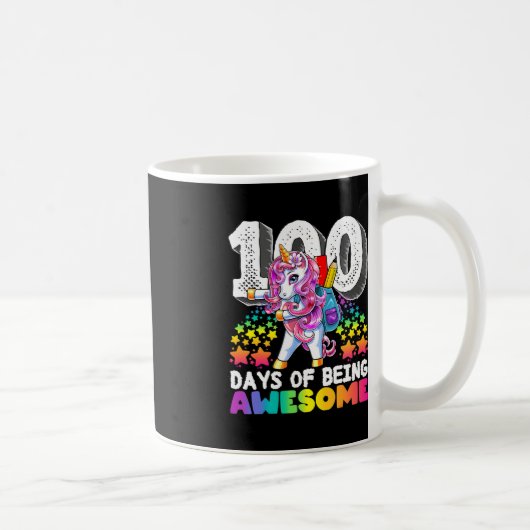 Geweldige 100 Dagen van School Flossen Eenhoorn Ca Koffiemok (Rechts)