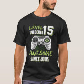 Geweldige 2005 Niveau 15 ontgrendeld videogame 15e T-shirt (Voorkant)