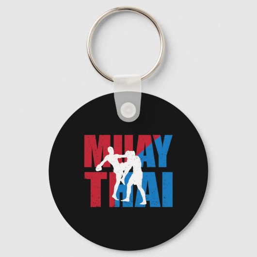Geweldige 2 Muay Thai Vechtersontwerp Kickboxer Mm Sleutelhanger (Voorkant)