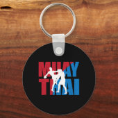 Geweldige 2 Muay Thai Vechtersontwerp Kickboxer Mm Sleutelhanger (Voorkant)