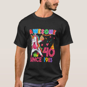 Geweldige 40 Sinds 1983 Dabbing Eenhoorn 40th Birt T-shirt