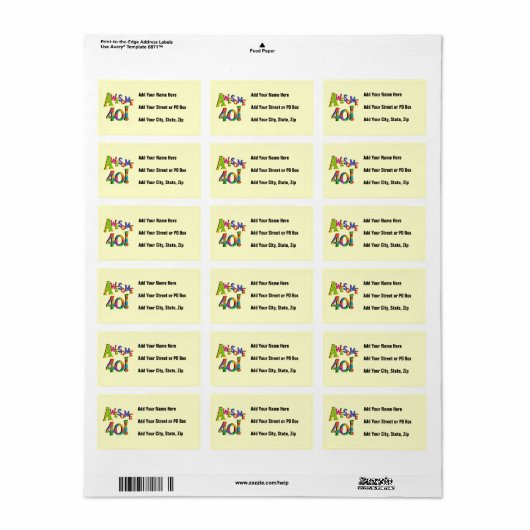 Geweldige 40 T-shirts en cadeautjes op zaterdag Etiket (Full Sheet)