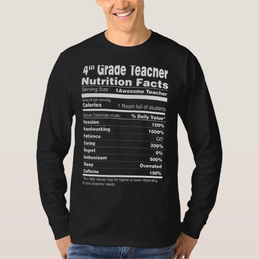 Geweldige 4e klas leraar voeding feiten vierde g t-shirt (Voorkant)