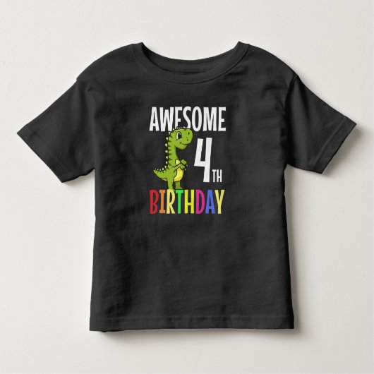 Geweldige 4e verjaardag: Dinosaur Kinder Funny Gif Shirts (Voorkant)