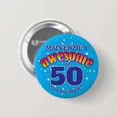 GEWELDIGE 50 lichtblauwe verjaardag Ronde Button 5,7 Cm (Voorkant /achterkant)