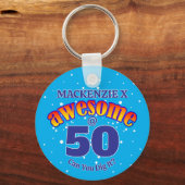 GEWELDIGE 50 lichtblauwe verjaardag Sleutelhanger (Voorkant)