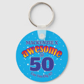 GEWELDIGE 50 lichtblauwe verjaardag Sleutelhanger (Achterkant)