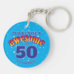 GEWELDIGE 50 lichtblauwe verjaardag Sleutelhanger