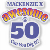 GEWELDIGE 50 lichtblauwe verjaardag Sticker (Voorkant)