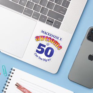 GEWELDIGE 50 lichtblauwe verjaardag Sticker