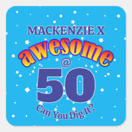 GEWELDIGE 50 lichtblauwe verjaardag Vierkante Sticker