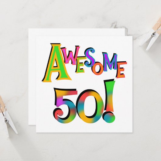 Geweldige 50 T-shirts en cadeautjes op zaterdag Kaart (Voorkant / Achterkant in situ)