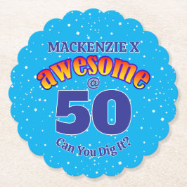 GEWELDIGE 50 Verjaardag LICHTBLAUW Kartonnen Onderzetters