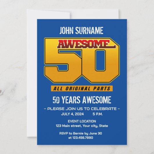 Geweldige 50e verjaardagsfeestje Alle originele on Kaart (Voorkant)