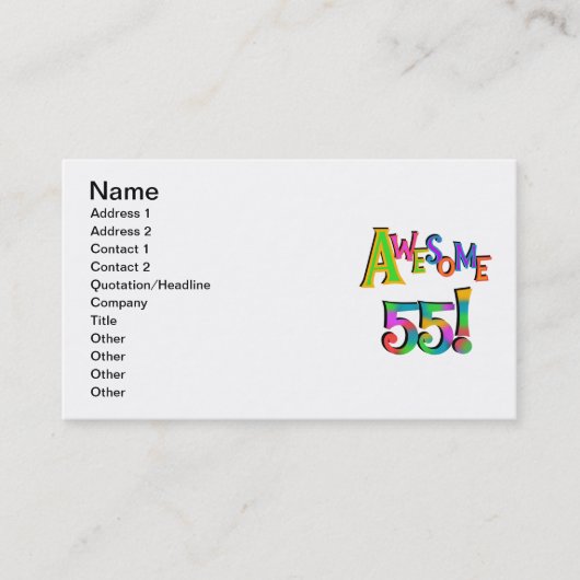 Geweldige 55 T-shirts en cadeautjes Visitekaartje (Voorkant)