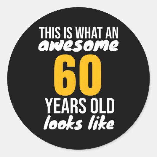 Geweldige 60 lijkt op 60th 60 ronde sticker (Voorkant)