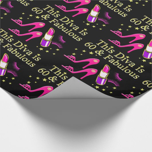 GEWELDIGE 60E VERJAARDAG DIVA ONTWERP CADEAUPAPIER (Hoek)