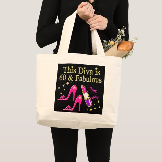 GEWELDIGE 60E VERJAARDAG DIVA ONTWERP GROTE TOTE BAG (Voorkant (product))