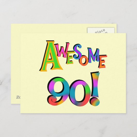 Geweldige 90 T-shirts en cadeautjes op de dag van  Briefkaart (Voorkant / Achterkant)