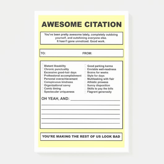 "Geweldige aanhaling" Post-it Opmerkingen Post-it® Notes (Voorkant)