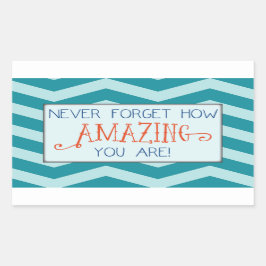 Geweldige Aanmoediging met Teal Chevron Streep Rechthoekige Sticker